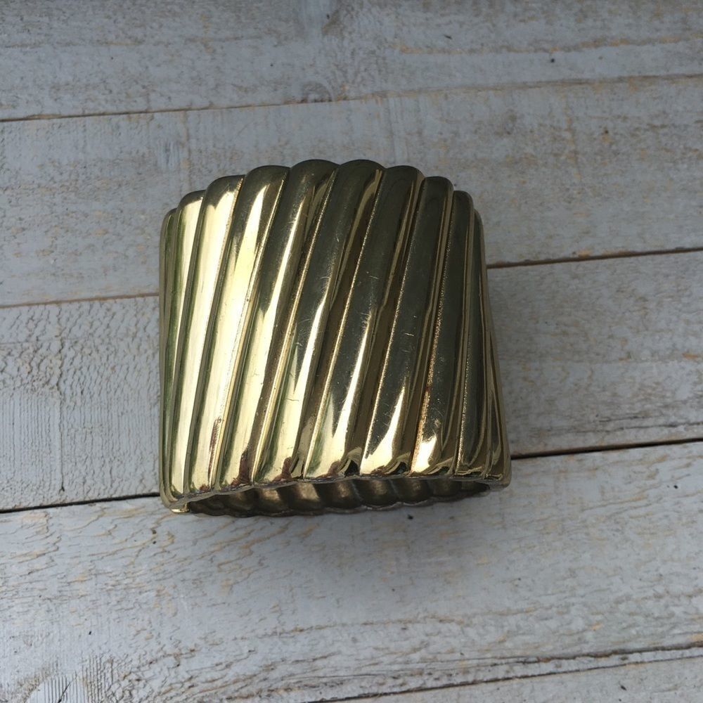 Goldtone Ribbed Wide Cuff Bracelet 3/$20